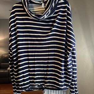 Striped Navy and White Women's Hoodie